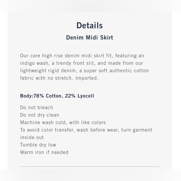 Abercrombie&Fitch Midi Denim Skirt , size 26/2 - Picture 5 of 8